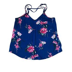 PAPERMOON Navy Floral Strappy V-Neck Cami Top | Women's M
